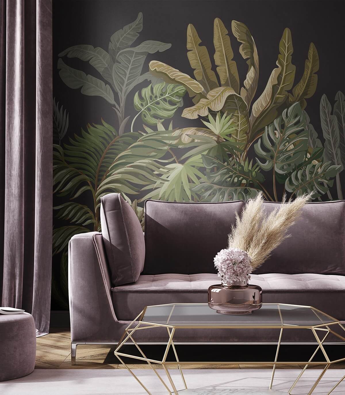 Dschungel Schwarz Tapete - Wallcolors  - Exklusive Hintergrundbilder