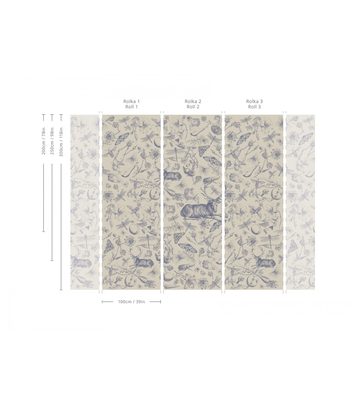 Vintage botanic blue tapete - Wallcolors  - Exklusive Hintergrundbilder