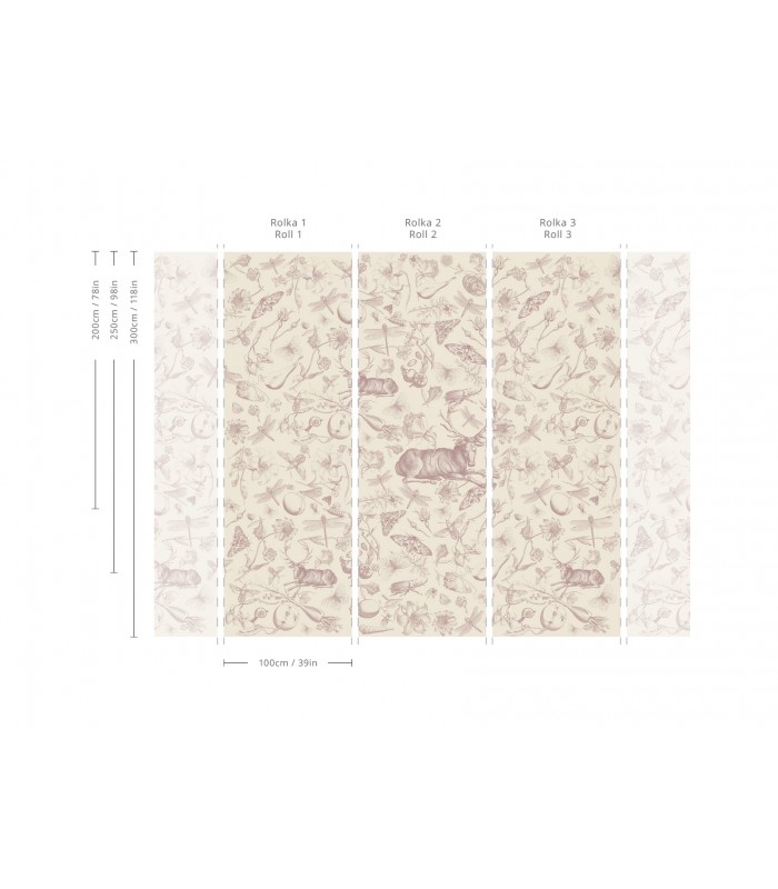 Tapeta Vintage botanic pink - Wallcolors - Ekskluzywne Tapety