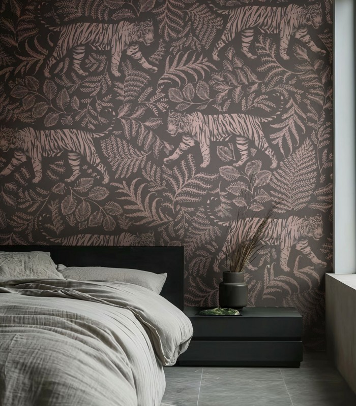 Camouflaged Tiger Gray Pink tapete - Wallcolors  - Exklusive Hintergrundbilder