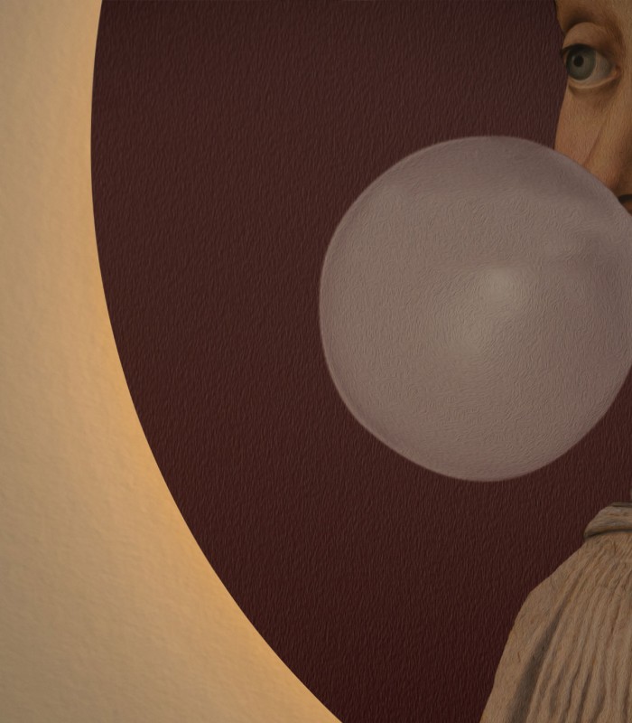 Dots Lighting Woman with Bubble Gum Eggplant - Wallcolors  - Exclusive Wallpapers